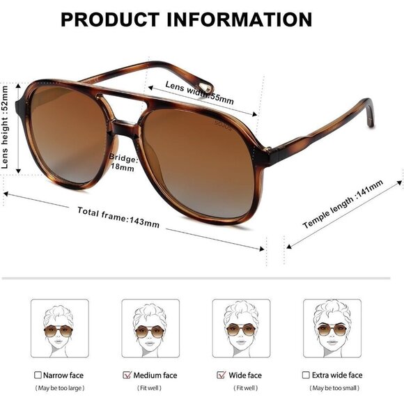 ?Sojos Retro Square Aviators Women Brown Classic 70s Vintage Trendy Sunglasses main image 4